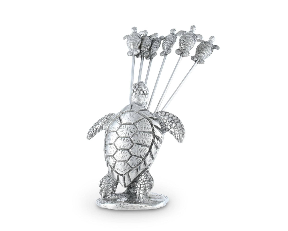 Vagabond House Sea and Shore Pewter Sea Turtle Cheese Pick Set