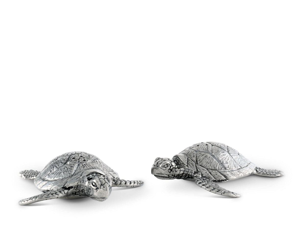 Vagabond House Sea and Shore Pewter Sea Turtles Salt &amp; Pepper Set