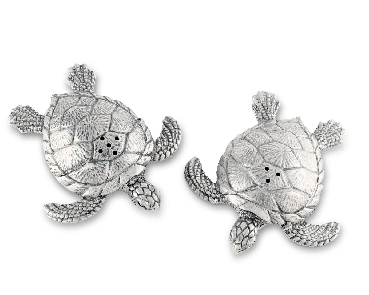 Vagabond House Sea and Shore Pewter Sea Turtles Salt &amp; Pepper Set