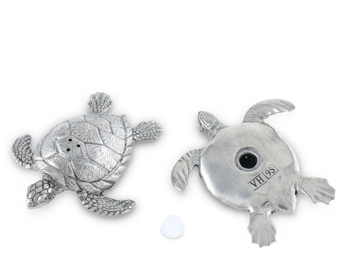 Vagabond House Sea and Shore Pewter Sea Turtles Salt &amp; Pepper Set