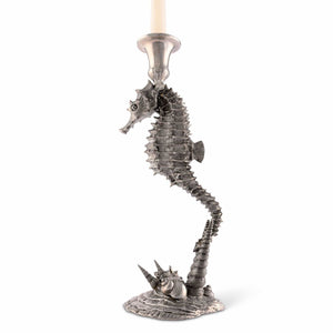 Vagabond House Sea and Shore Pewter Seahorse Candlestick