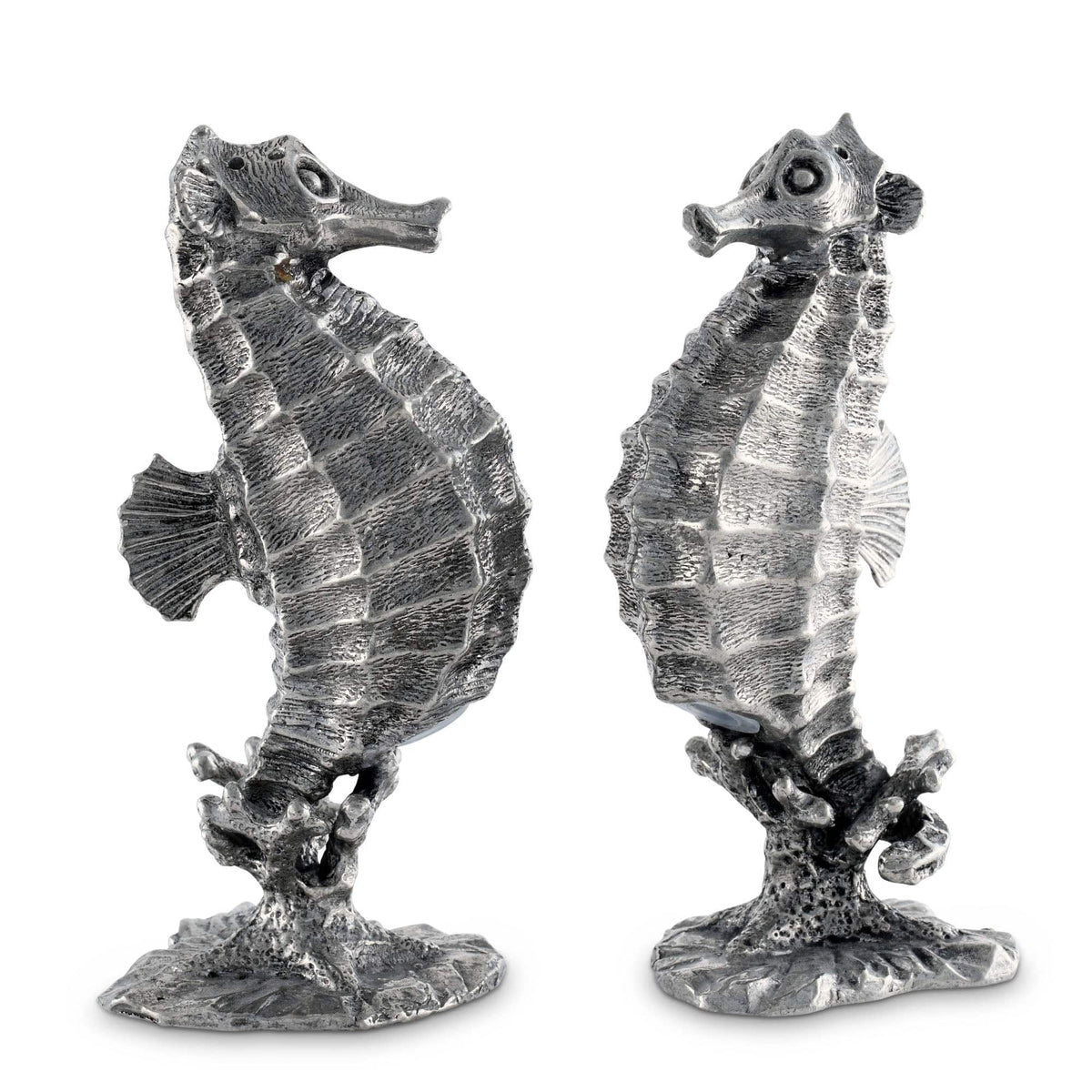 Vagabond House Sea and Shore Pewter Seahorses Salt &amp; Pepper Set