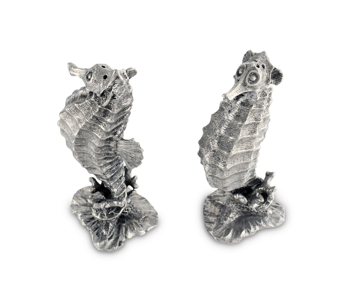 Vagabond House Sea and Shore Pewter Seahorses Salt &amp; Pepper Set