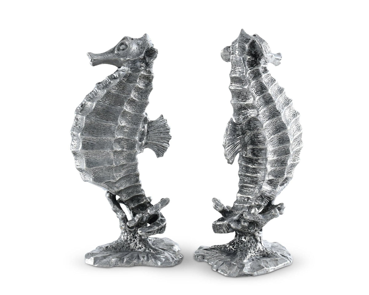 Vagabond House Sea and Shore Pewter Seahorses Salt &amp; Pepper Set