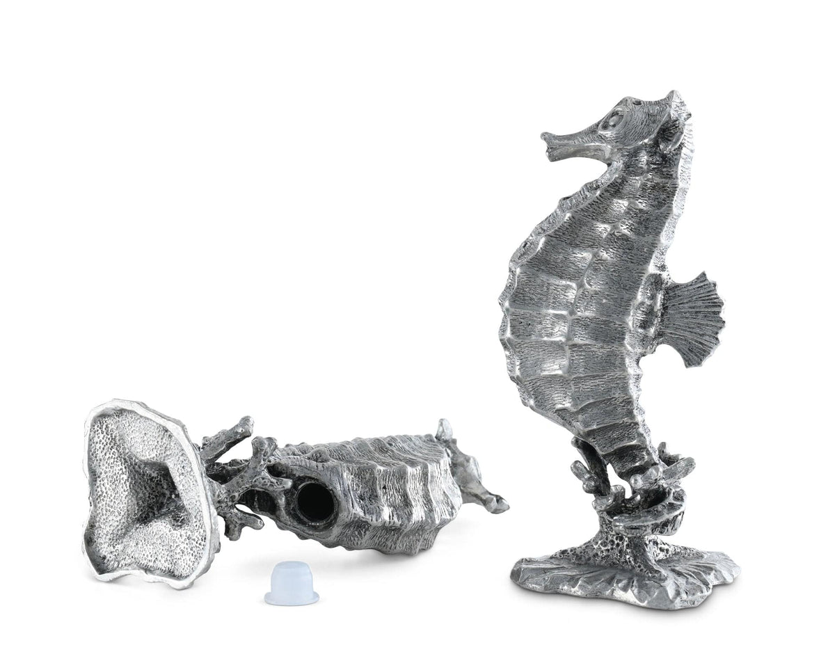 Vagabond House Sea and Shore Pewter Seahorses Salt &amp; Pepper Set