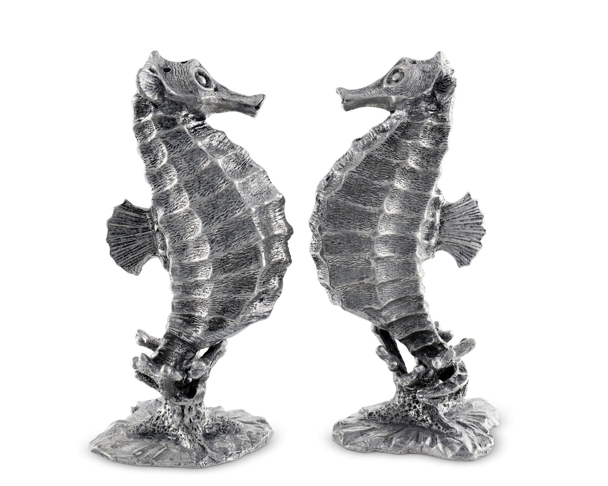 Vagabond House Sea and Shore Pewter Seahorses Salt &amp; Pepper Set