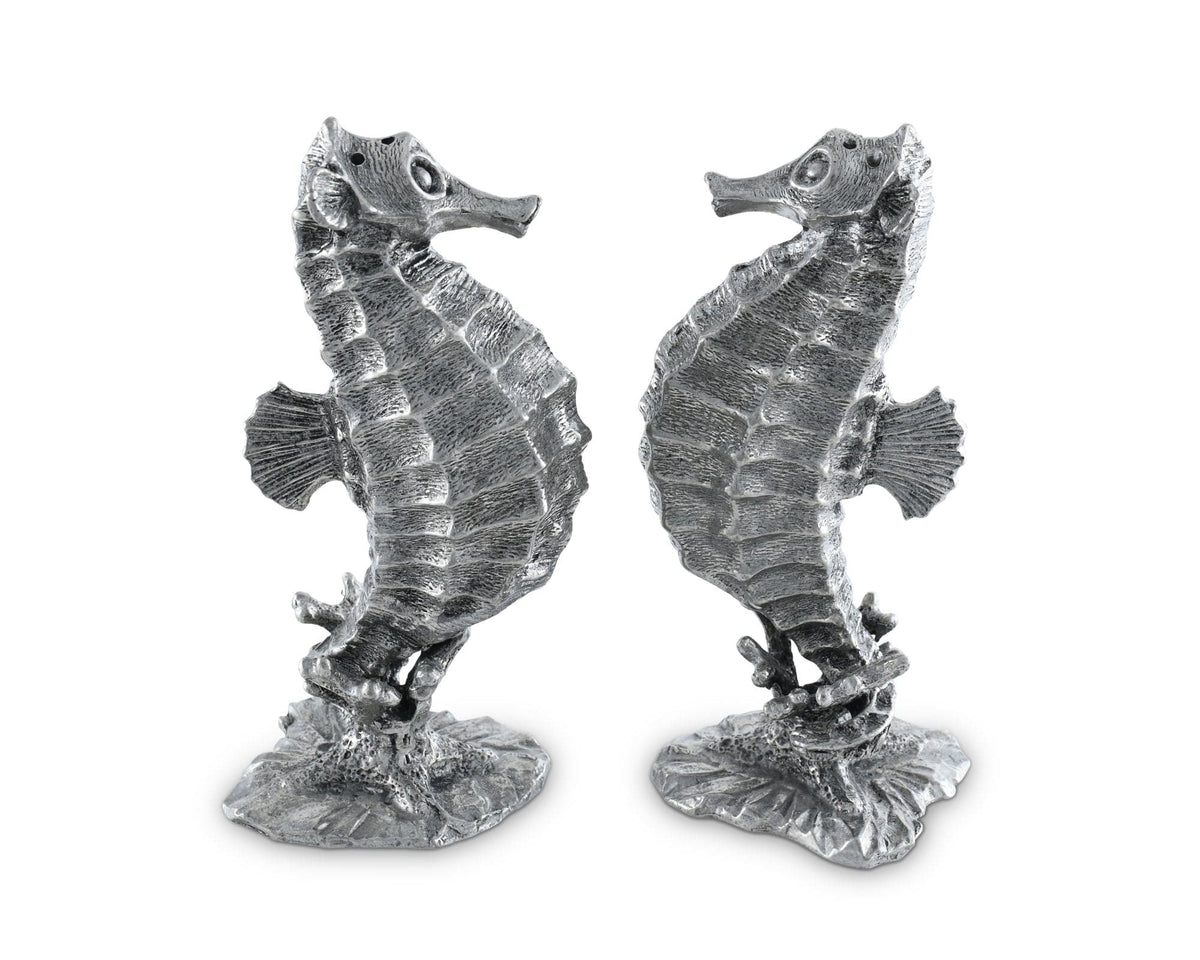 Vagabond House Sea and Shore Pewter Seahorses Salt &amp; Pepper Set