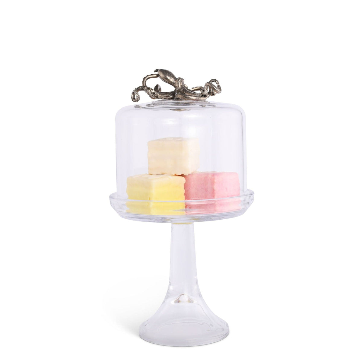 Vagabond House Sea and Shore Short - 11.5&quot; H x 6&quot; D Octopus Glass Covered Cake / Dessert Stand