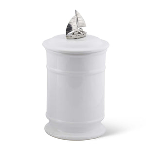Vagabond House Sea and Shore Tall Sail Boat Stoneware Canister