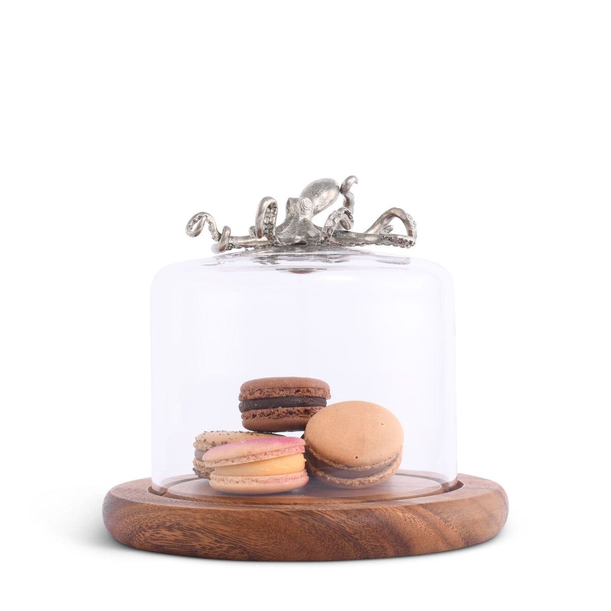 Vagabond House Sea and Shore Wood 6.5&quot; D Octopus Glass Covered Cheese Wood Board