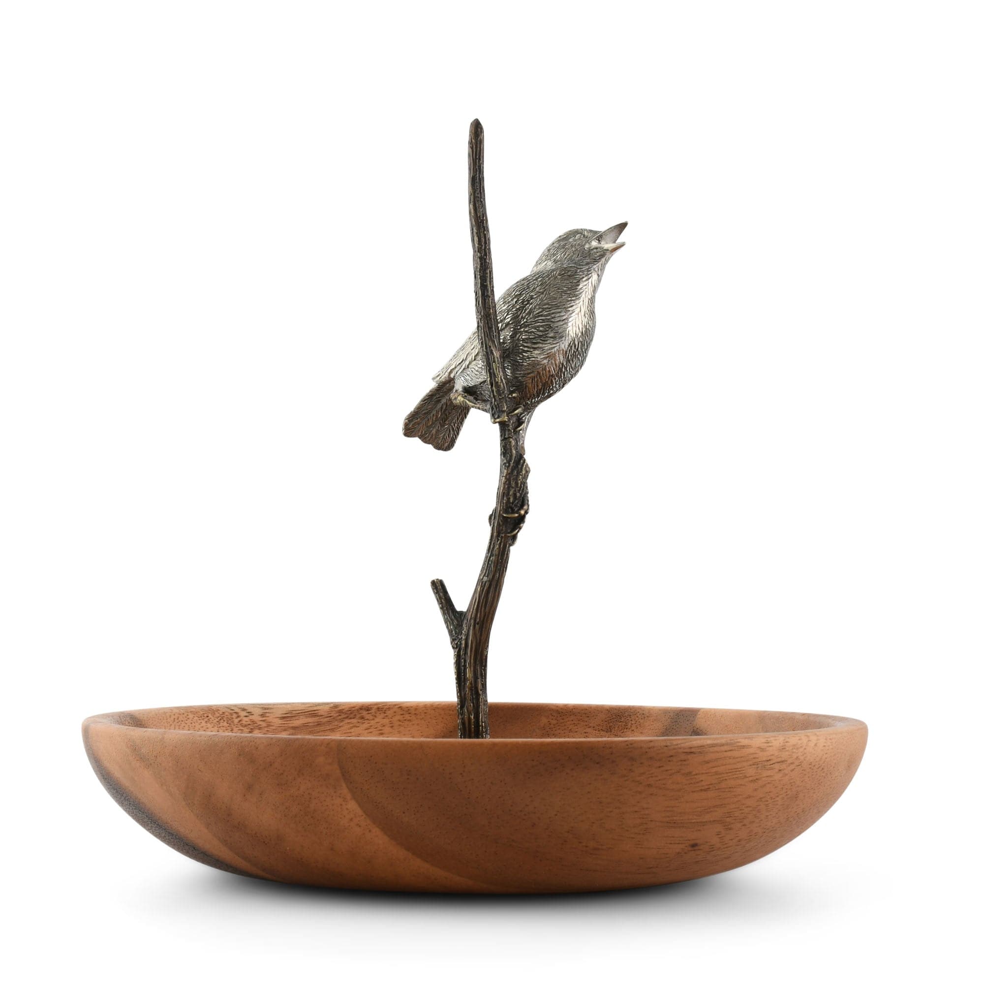 Vagabond House Song Bird Bronze Song Bird Wood Tidbit Server Bowl