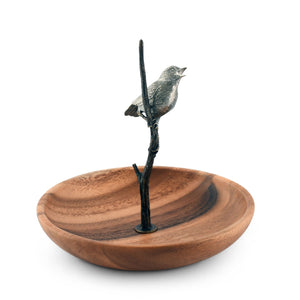 Vagabond House Song Bird Bronze Song Bird Wood Tidbit Server Bowl