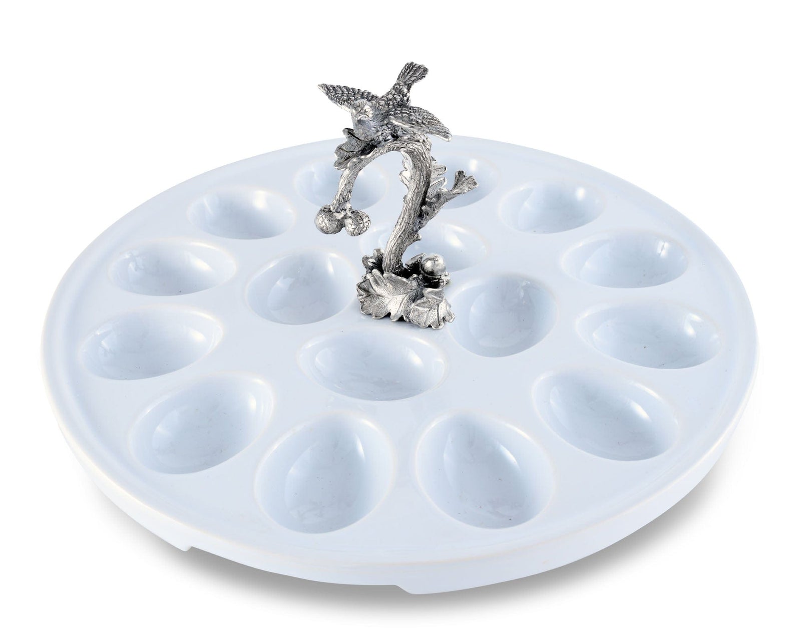 Vagabond House Song Bird Deviled Egg Tray with Pewter Song Bird Handle