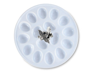 Vagabond House Song Bird Deviled Egg Tray with Pewter Song Bird Handle