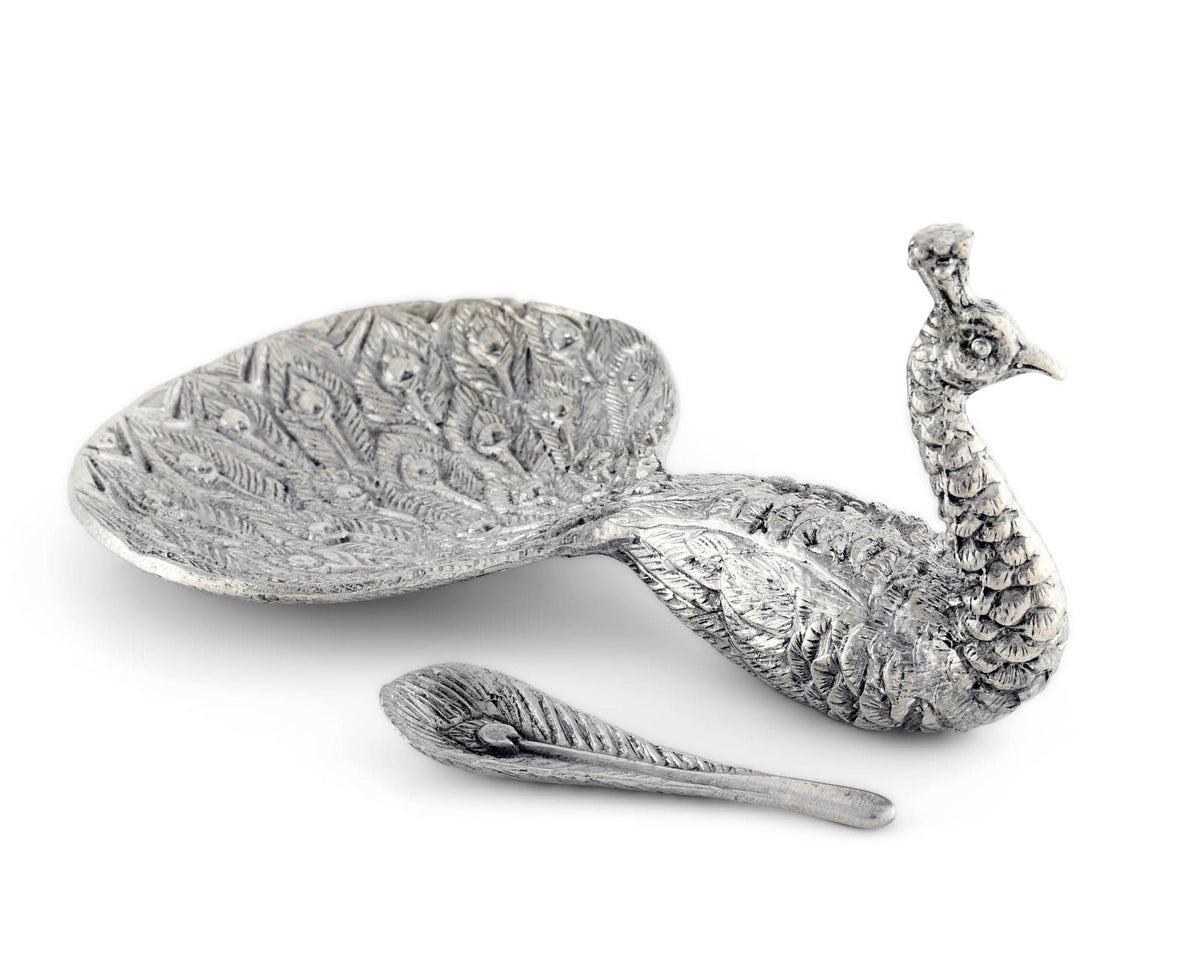 Vagabond House Song Bird Pewter Peacock Salt Cellar