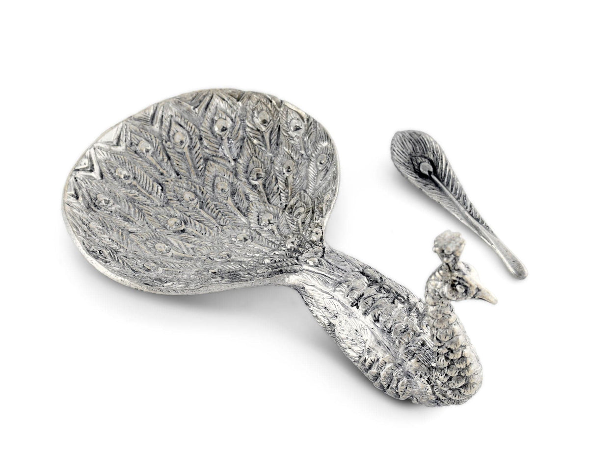 Vagabond House Song Bird Pewter Peacock Salt Cellar