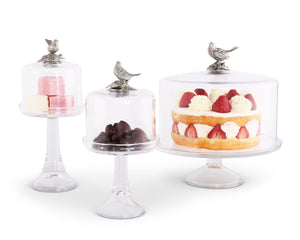 Vagabond House Song Bird Song Bird Glass Covered Cake / Dessert Stand