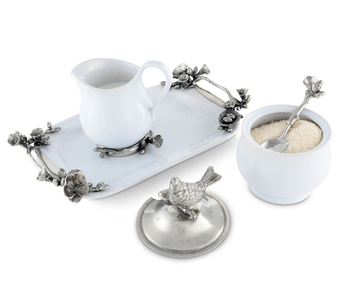 Vagabond House Song Bird Stoneware Creamer Set - Pewter Song Bird