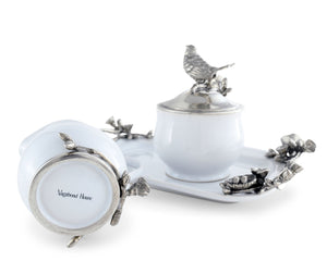 Vagabond House Song Bird Stoneware Creamer Set - Pewter Song Bird