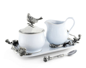 Vagabond House Song Bird Stoneware Creamer Set - Pewter Song Bird