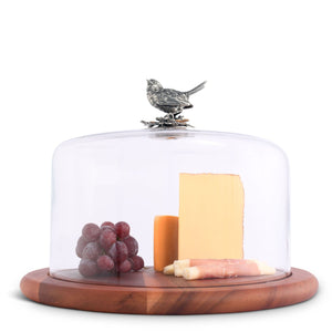Vagabond House Song Bird Wood 13" D Song Bird Glass Covered Cheese Wood Board