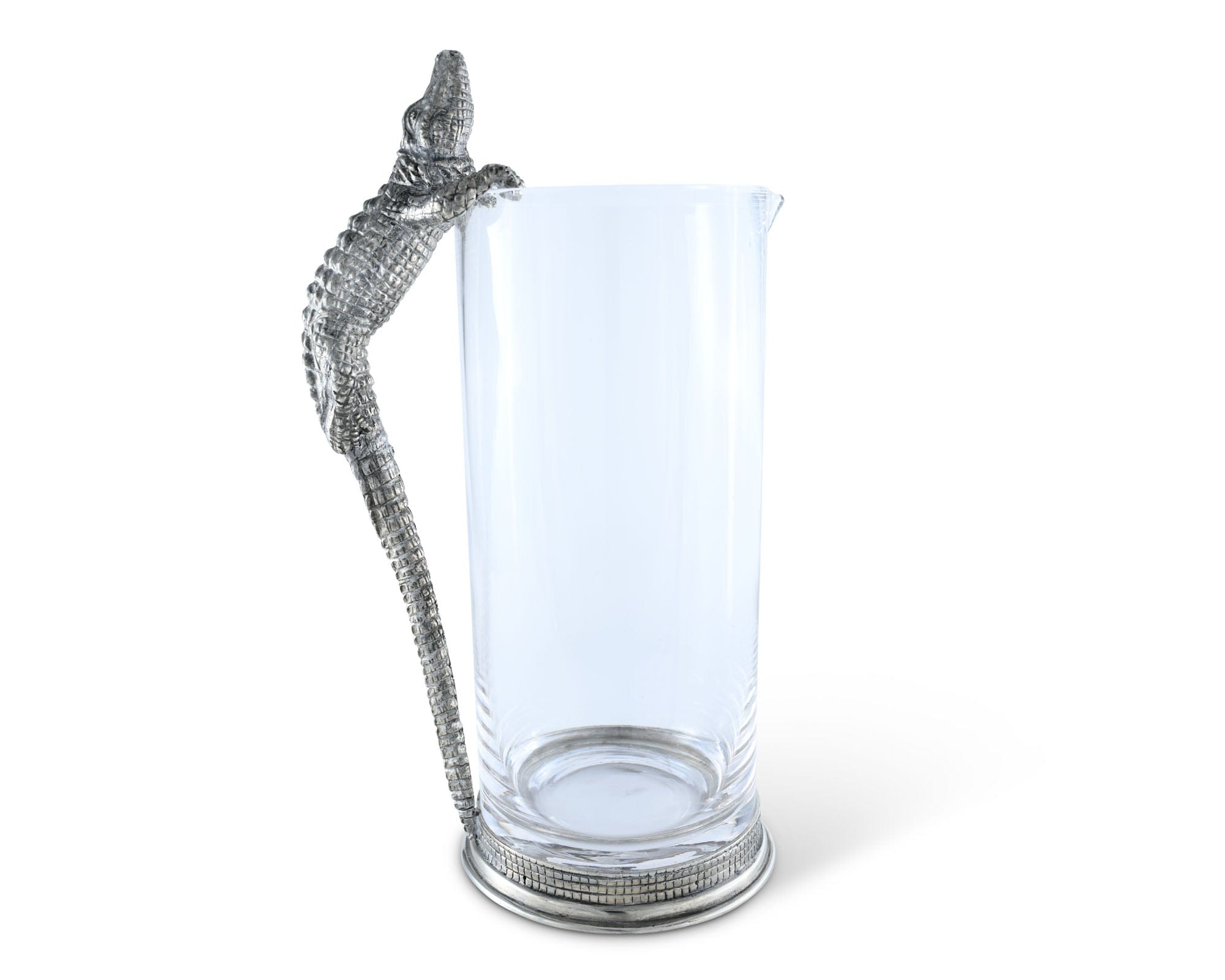 Vagabond House Tropical Tales Glass Pitcher Pewter Alligator Handle