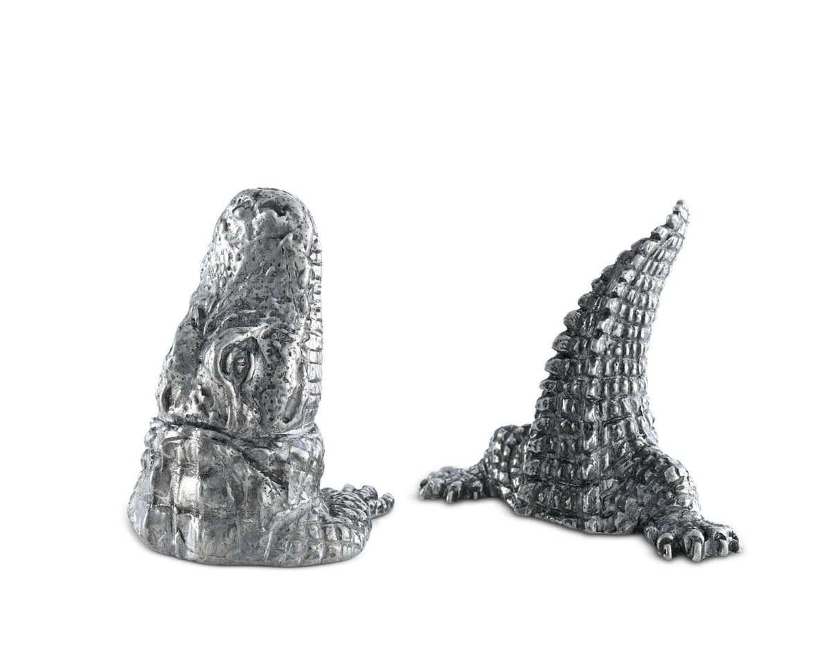 Vagabond House Tropical Tales Pewter Alligator Salt &amp; Pepper Set