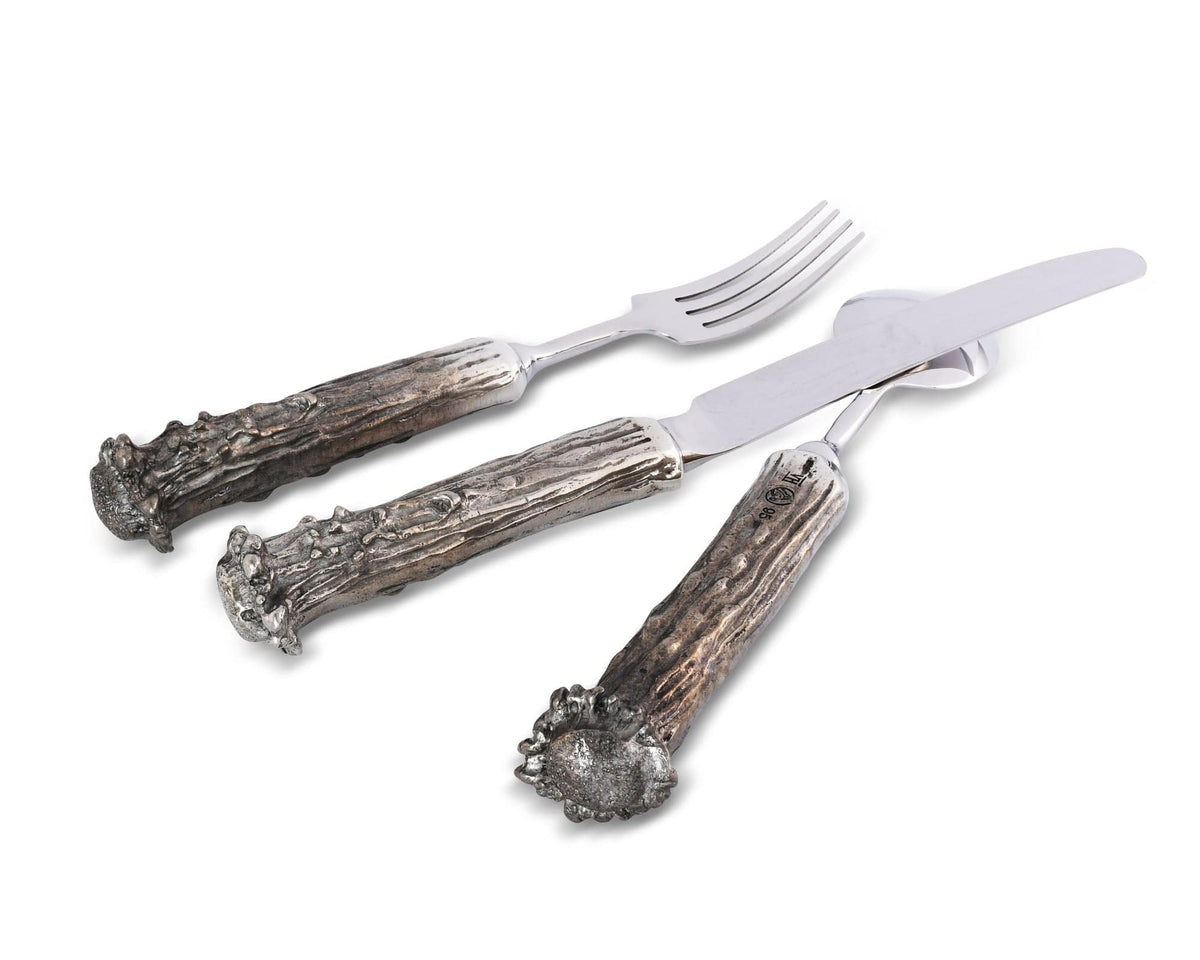 Vagabond House Caddy Square Acacia Wood Flatware/Serve  ware/Utensil/Carry-All Holder with Solid Pewter Crab Accent and Real Rope  Handles, 4