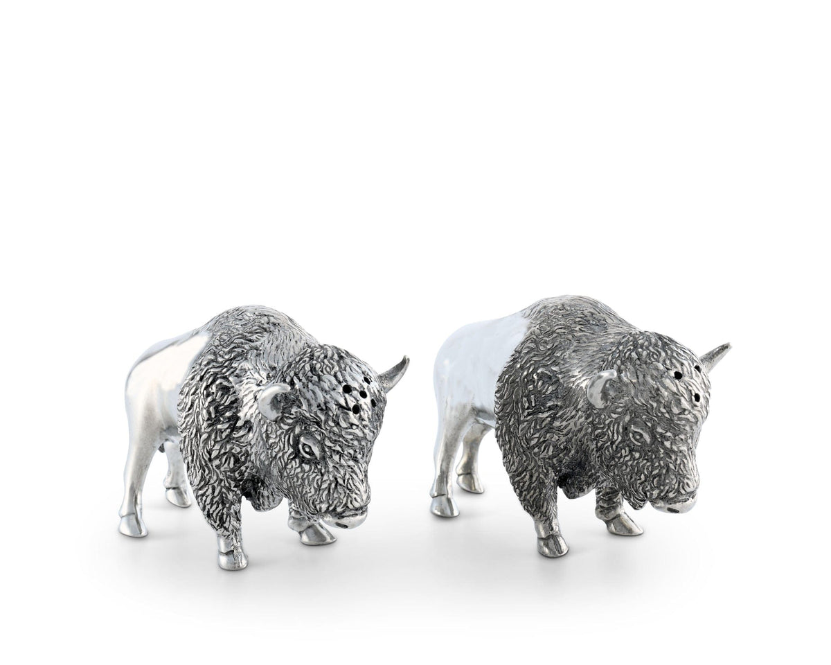 Vagabond House Western Frontier Pewter Bison Salt &amp; Pepper Set