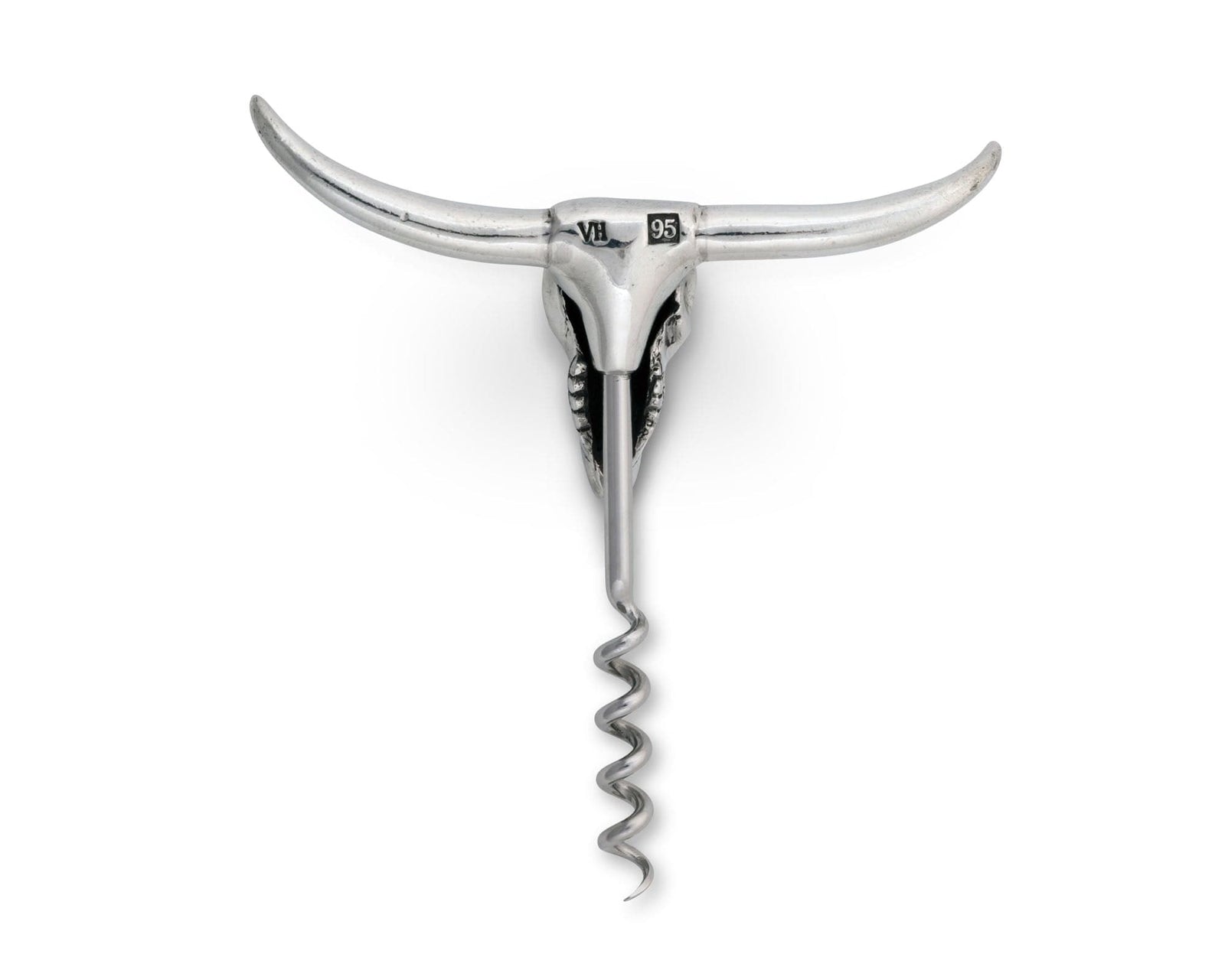Vagabond House Western Frontier Pewter Cow Skull Wine Pull