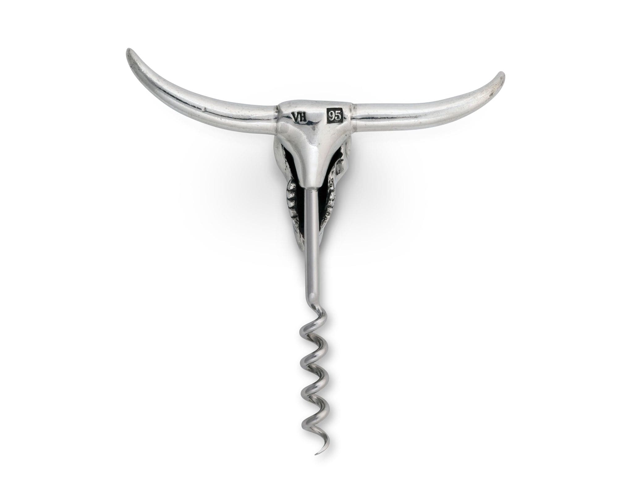 Vagabond House Western Frontier Pewter Cow Skull Wine Pull