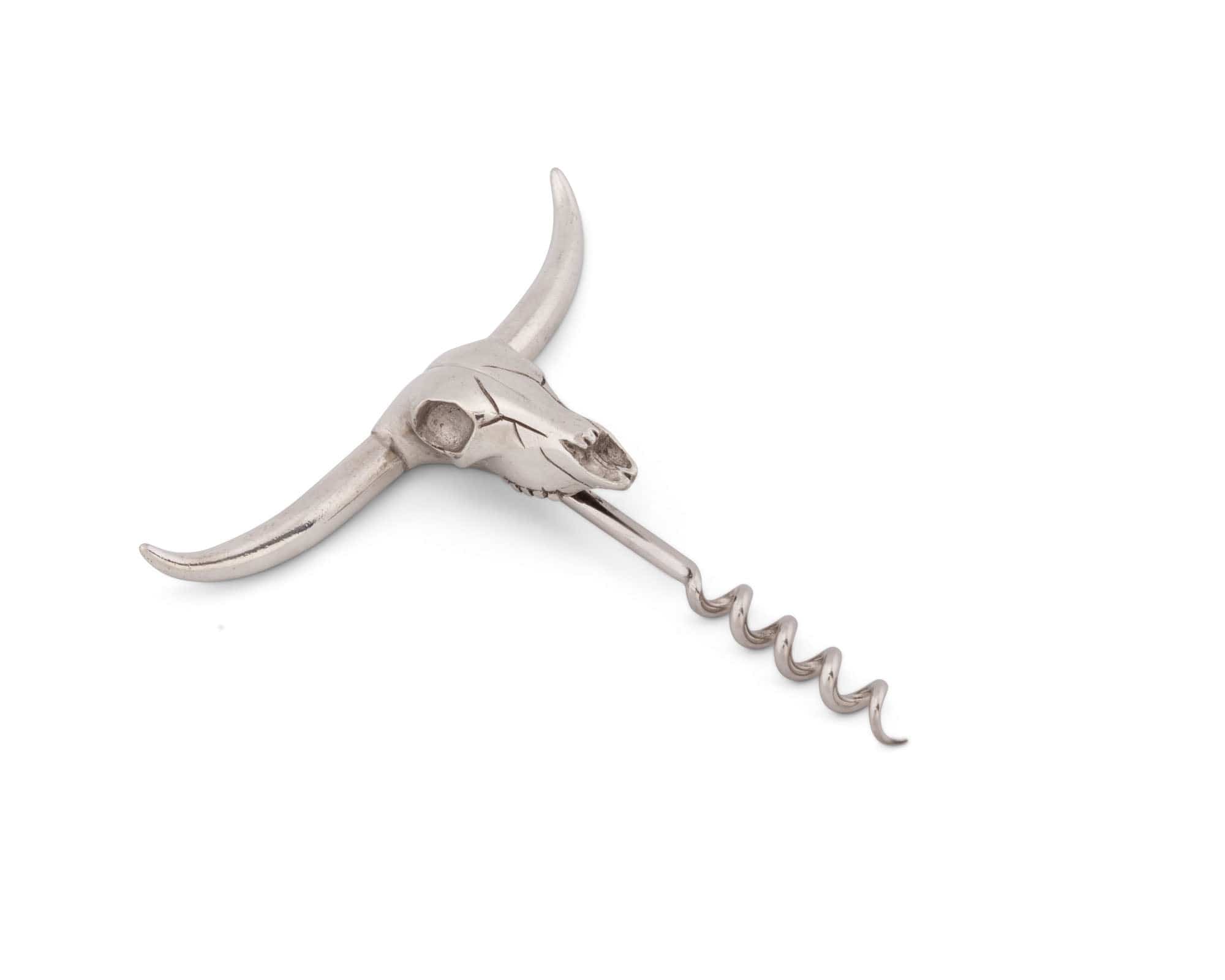 Vagabond House Western Frontier Pewter Cow Skull Wine Pull