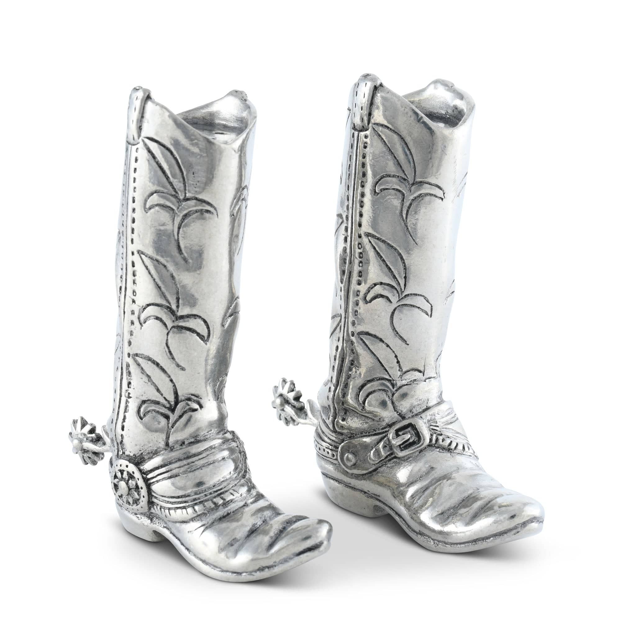 Vagabond House Pewter Cowboy Boot Salt & Pepper Set