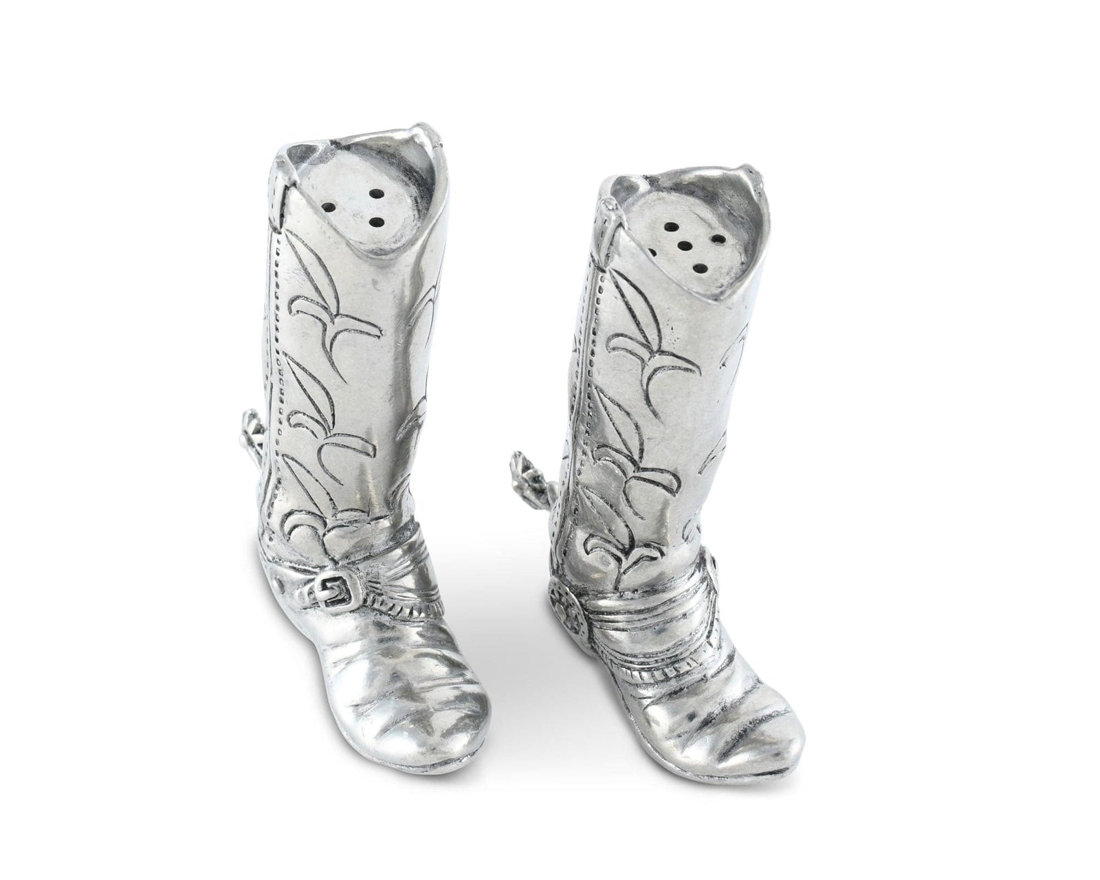 Vagabond House Western Frontier Pewter Cowboy Boot Salt & Pepper Set