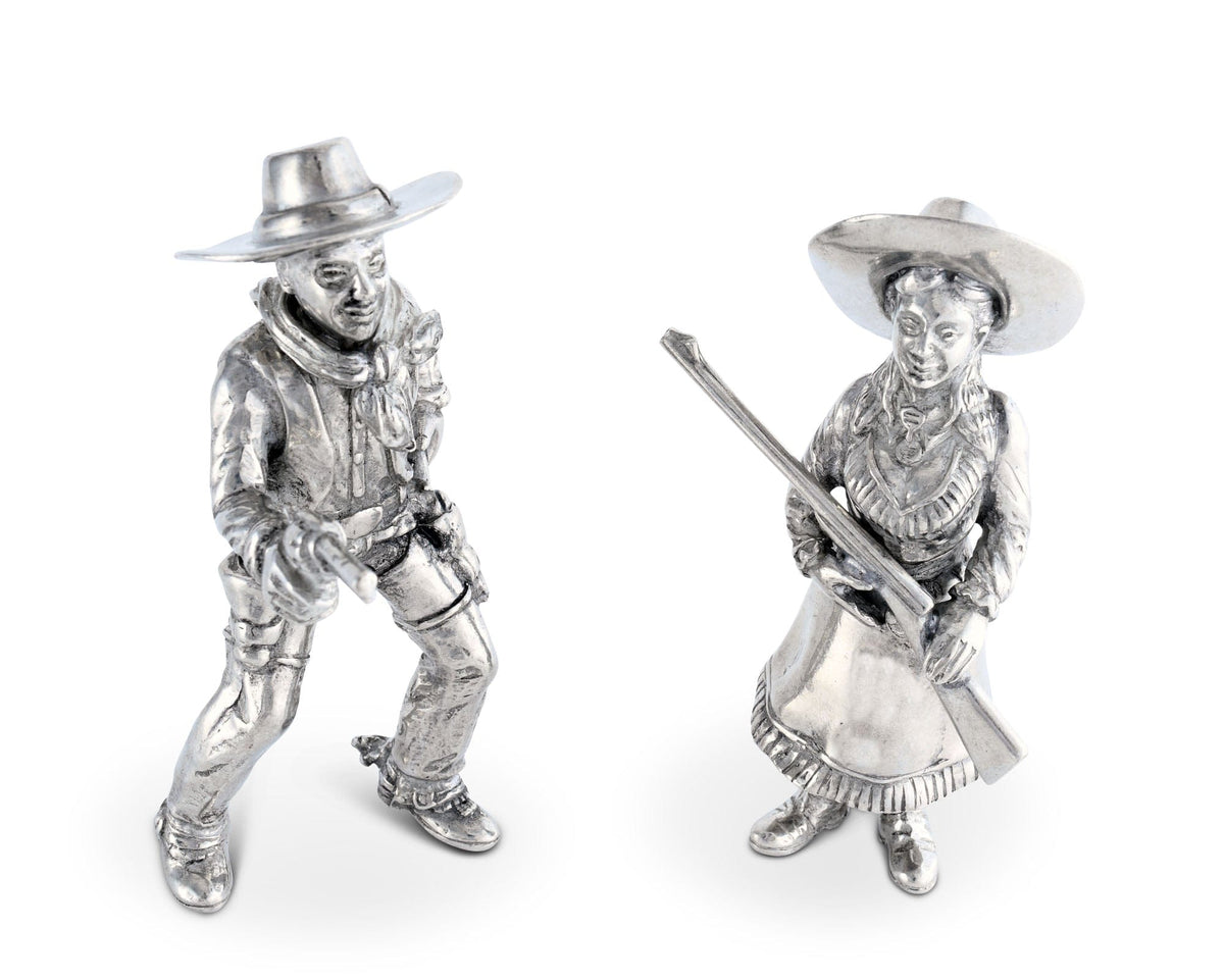 Vagabond House Western Frontier Pewter Cowpoke Couple Salt &amp; Pepper Set