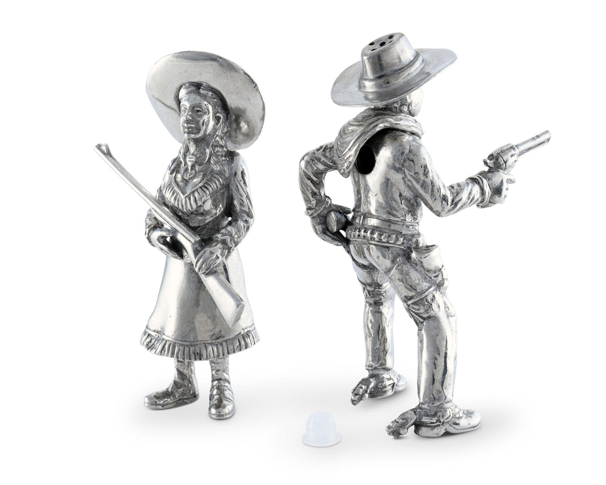 Vagabond House Western Frontier Pewter Cowpoke Couple Salt &amp; Pepper Set
