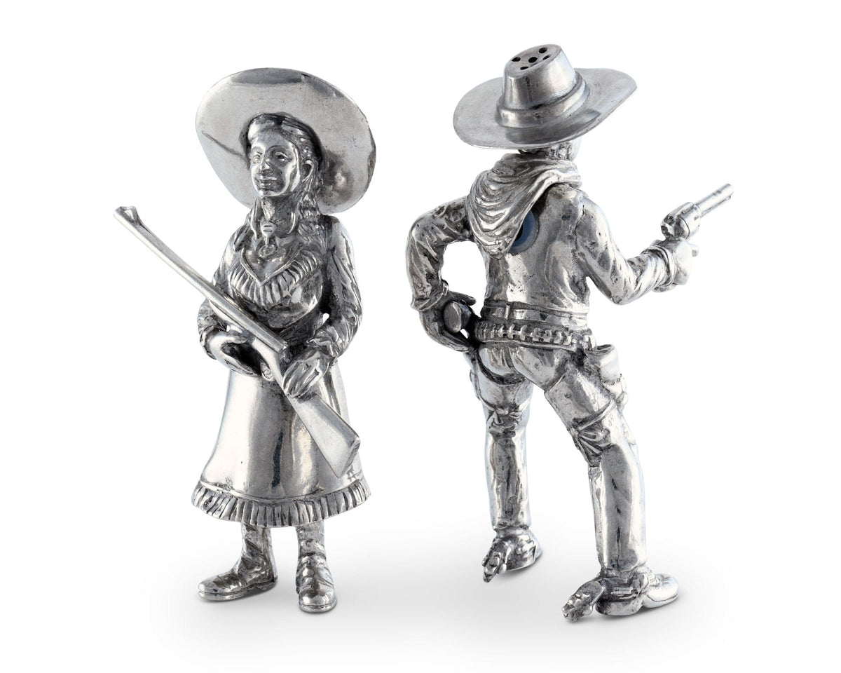 Vagabond House Western Frontier Pewter Cowpoke Couple Salt &amp; Pepper Set