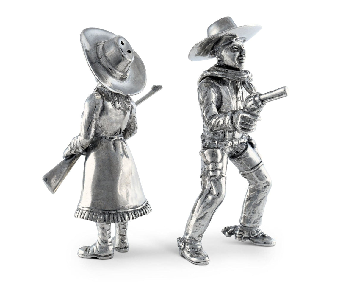 Vagabond House Western Frontier Pewter Cowpoke Couple Salt &amp; Pepper Set