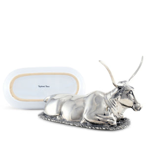 Vagabond House Western Frontier Pewter Longhorn Steer Butter Dish