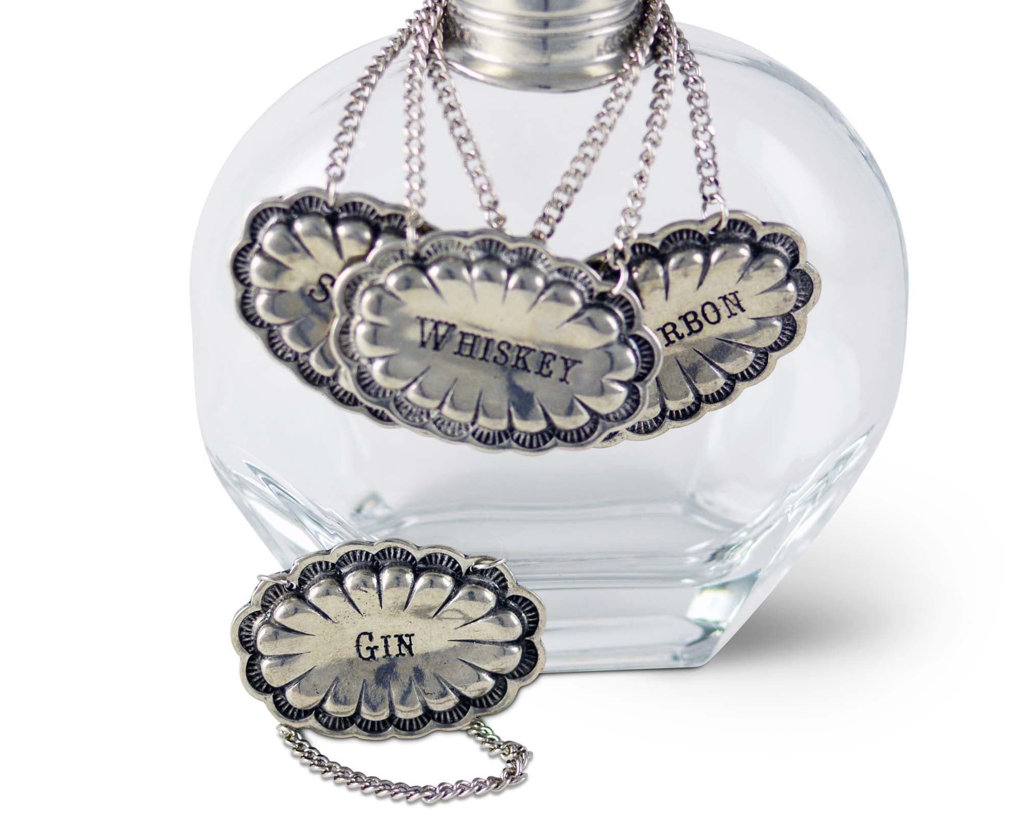 Vagabond House Western Frontier Pewter Western Decanter Tags