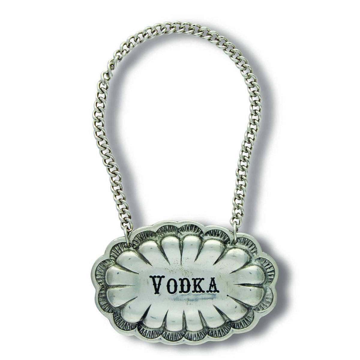 Vagabond House Western Frontier Vodka Pewter Western Decanter Tags