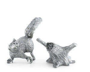 Vagabond House Woodland Creatures Pewter Squirrels on Trees Salt & Pepper Set