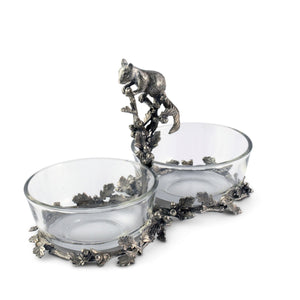 Vagabond House Woodland Creatures Squirrel Double Dish Condiment Server