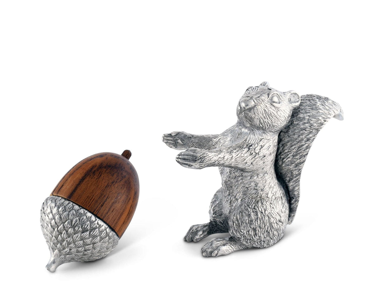 Vagabond House Woodland Creatures Squirrel with Wood Acorn Salt &amp; Pepper Set