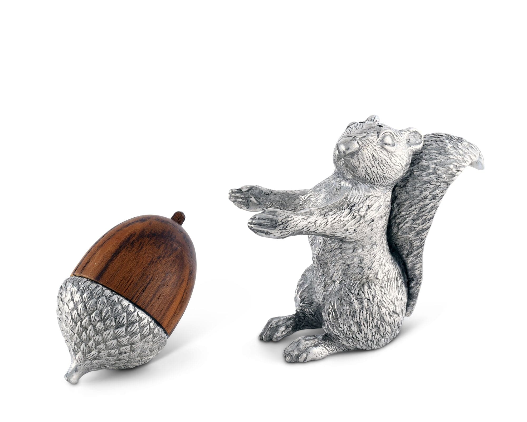 Vagabond House Woodland Creatures Squirrel with Wood Acorn Salt & Pepper Set