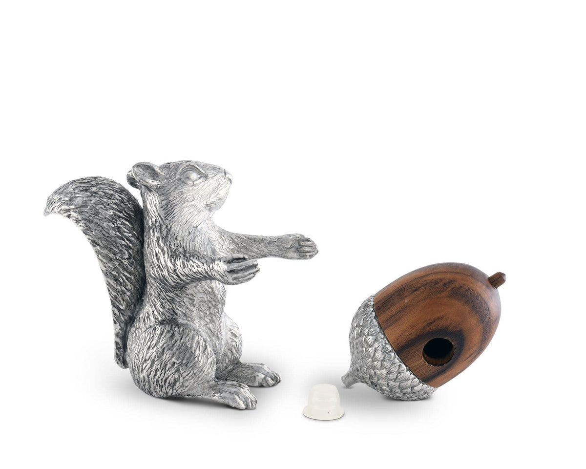 Vagabond House Woodland Creatures Squirrel with Wood Acorn Salt &amp; Pepper Set